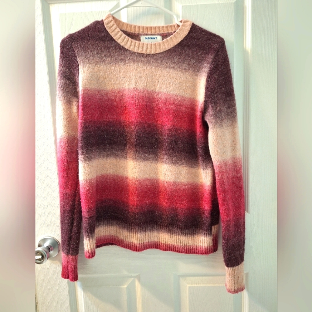 Old Navy pink striped sweater top, small